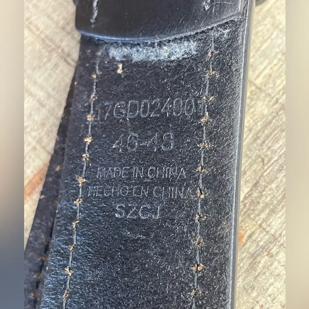 Genuine Dickies Leather Belt--Black Stitch Dk Steel Roll Buckle 46-48